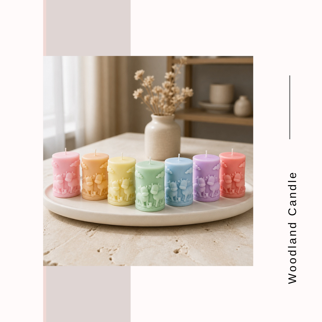Woodland Whispers Cow Candles