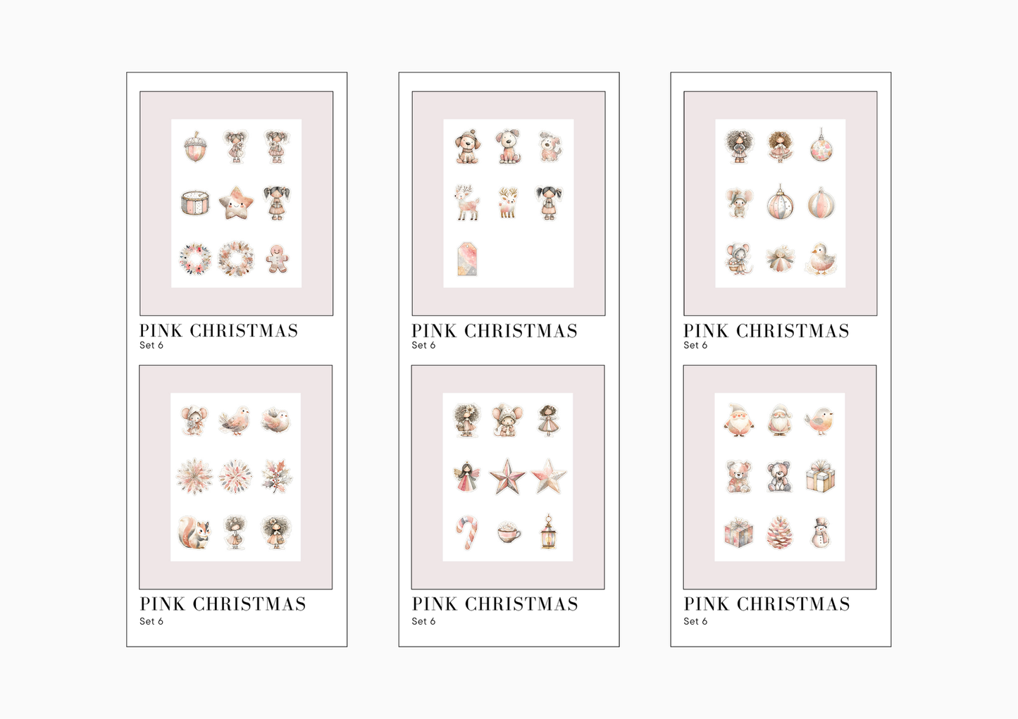 Sticker Sheets Pink Christmas