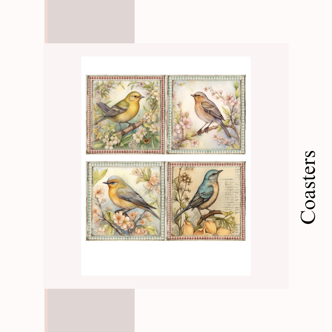 Shabby Chic Floral Art Coaster