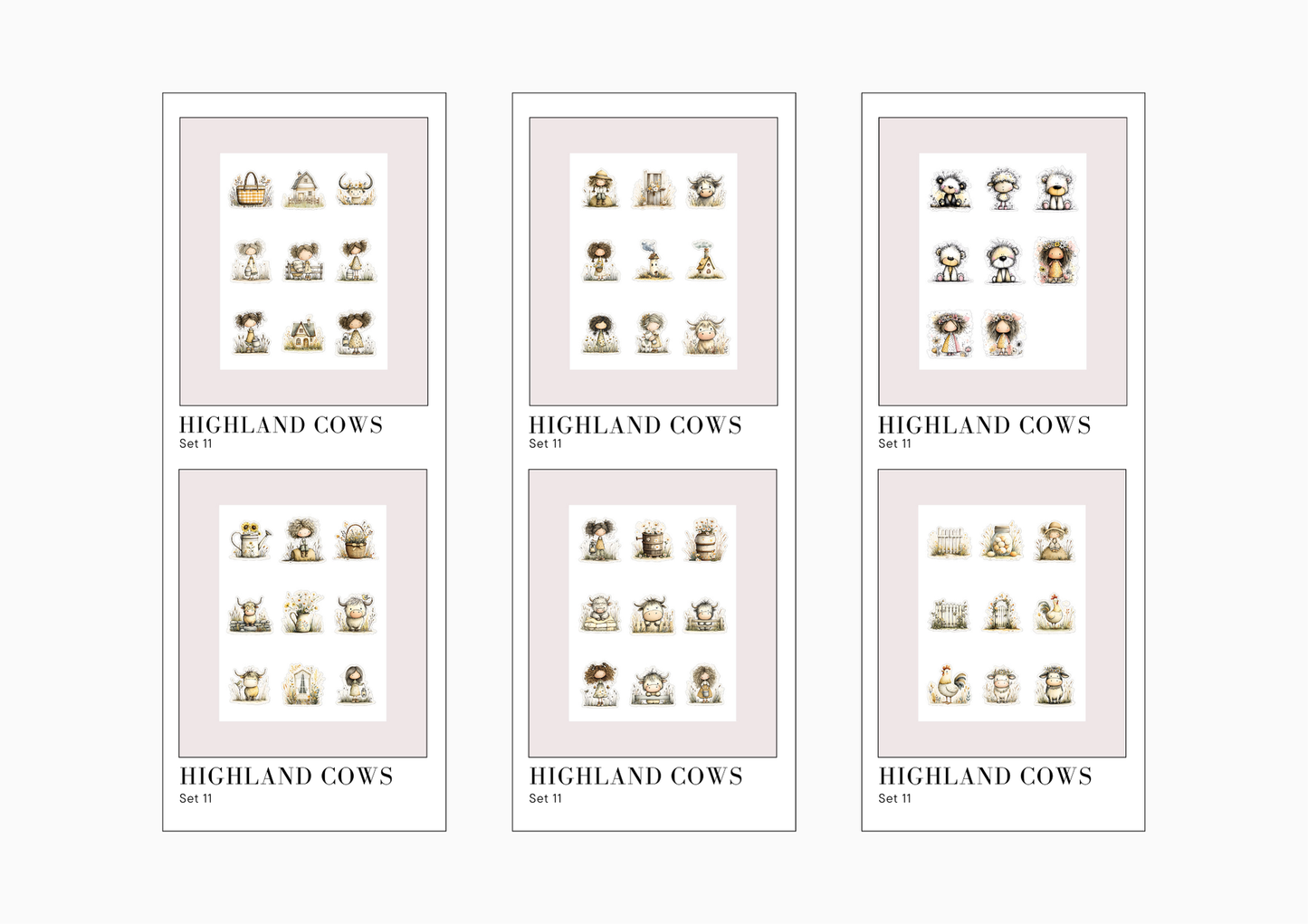 Sticker Sheets Highland Cows