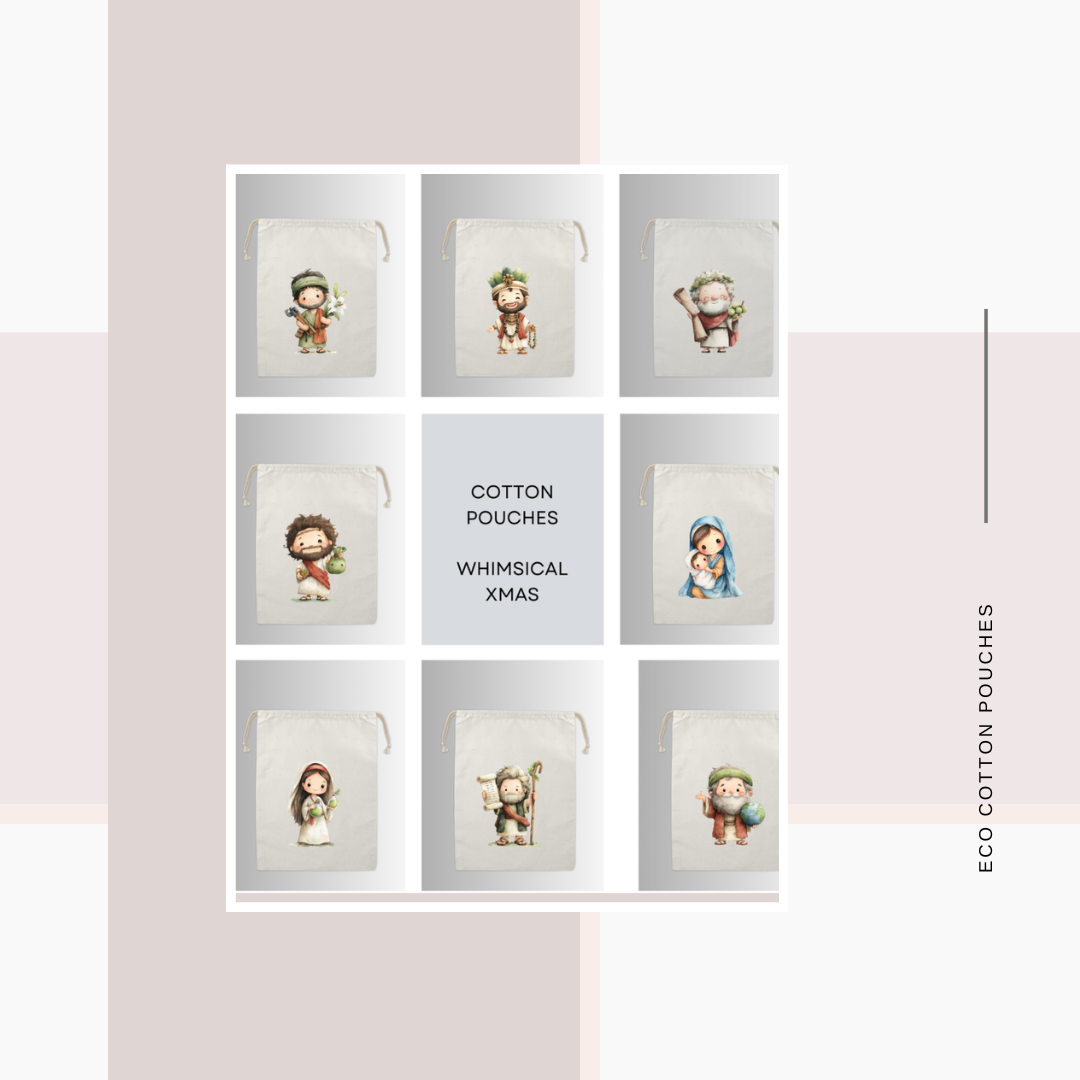 Cotton Cloth Whimsical X-mas Pouches