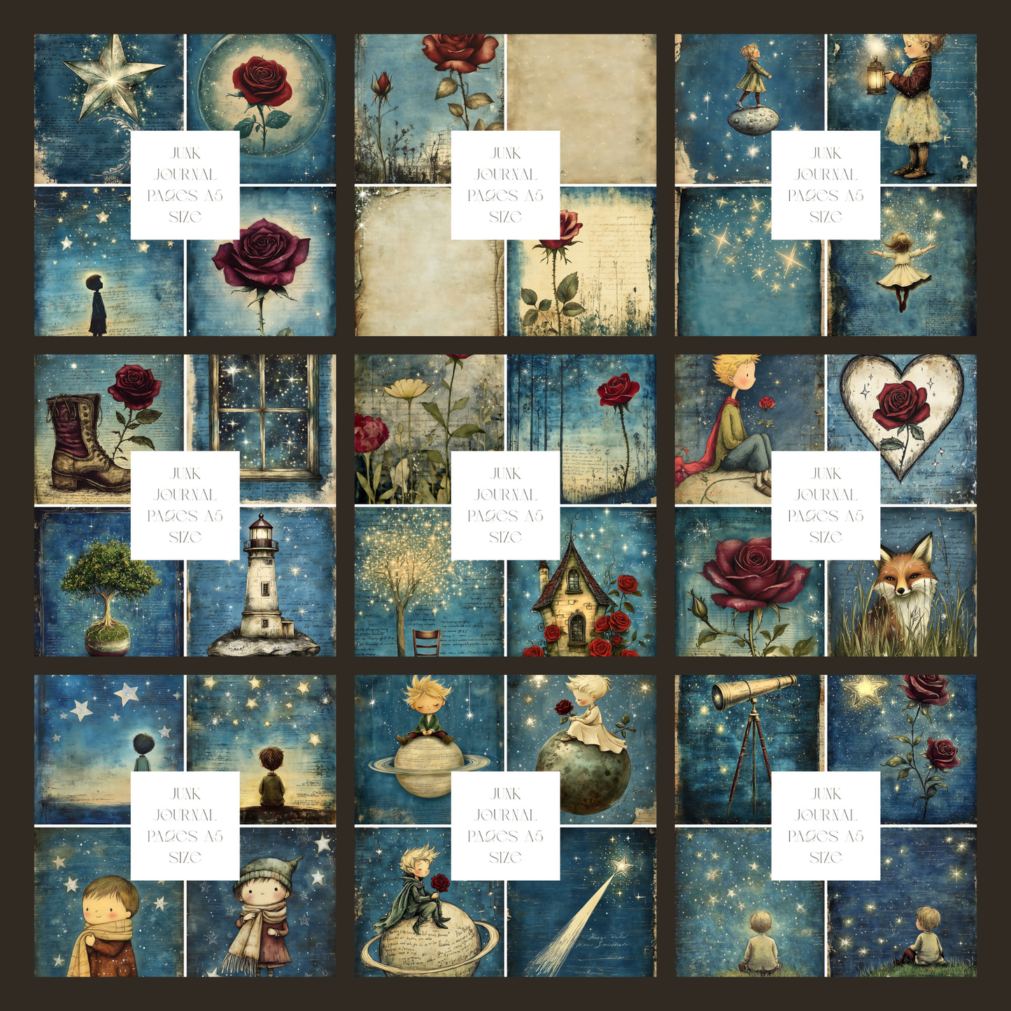 Illustrated Junk Journal Pages Celestial