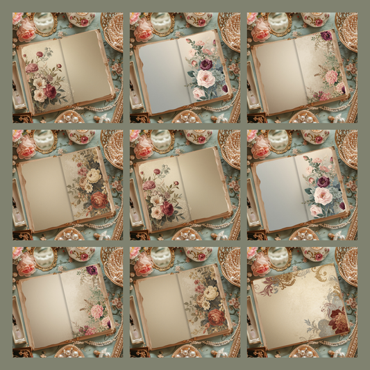 Illustrated Junk Journal Horizontal Pages Florals