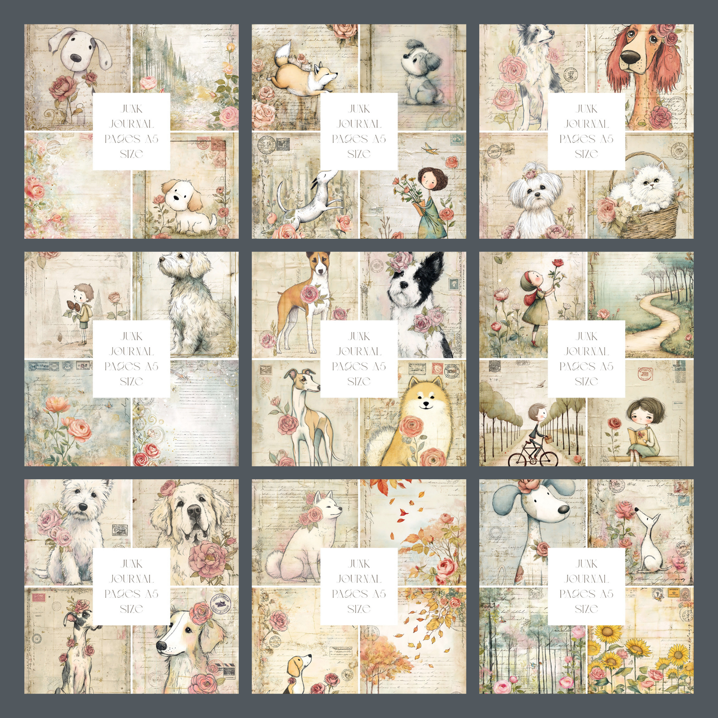 Illustrated Junk Journal Pages Dog