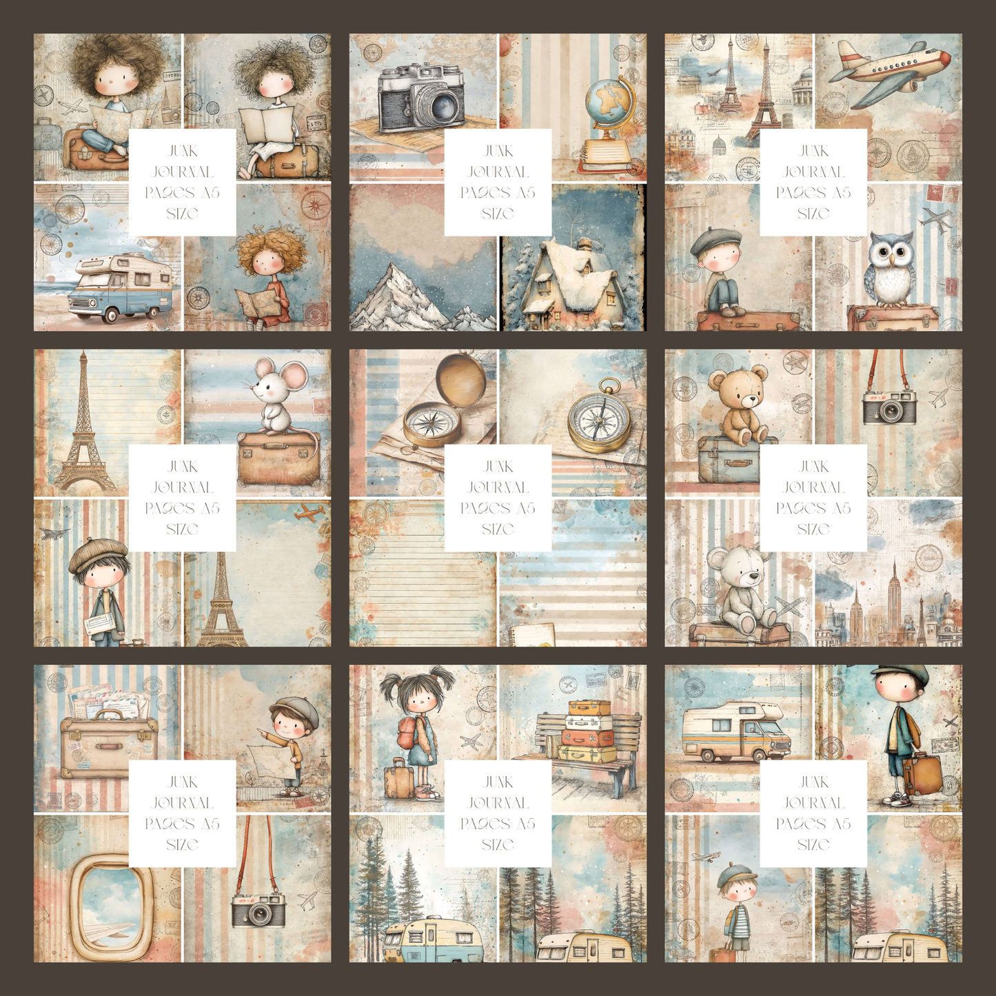 Illustrated Junk Journal Pages Travel