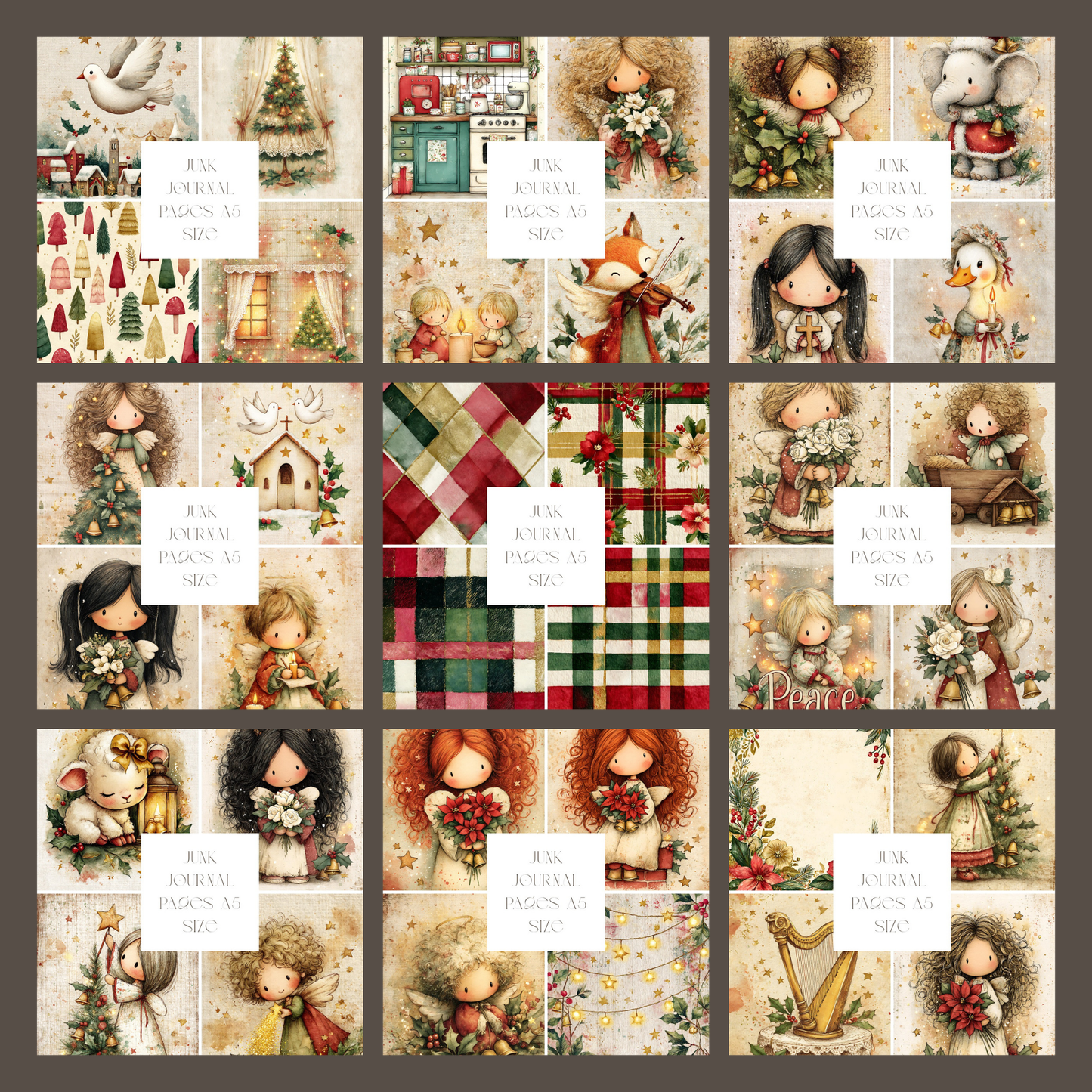 Illustrated Junk Journal Pages Christmas