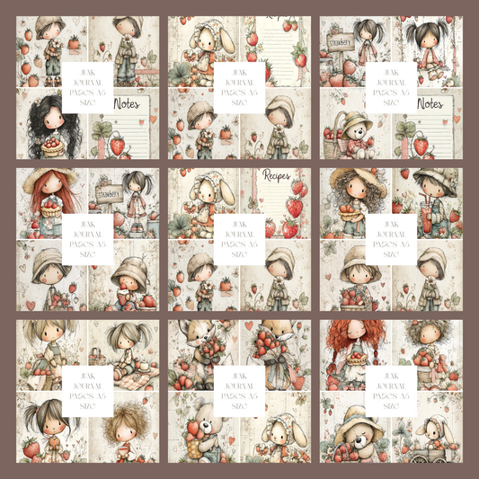 Illustrated Junk Journal Pages Strawberry