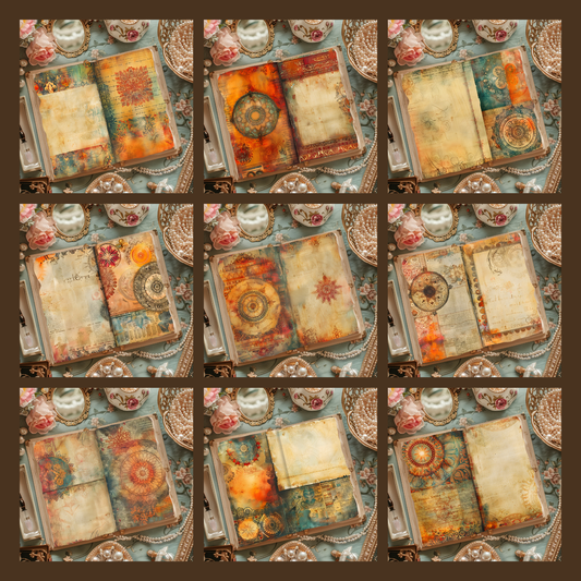 Illustrated Junk Journal Horizontal Pages Amber Mandala