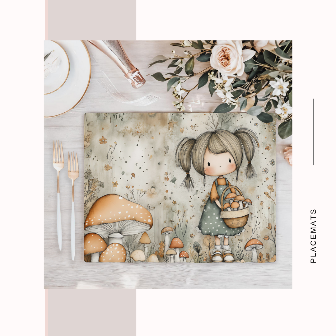 Wooden Placemats – (Set of 6) Mushroom Forest