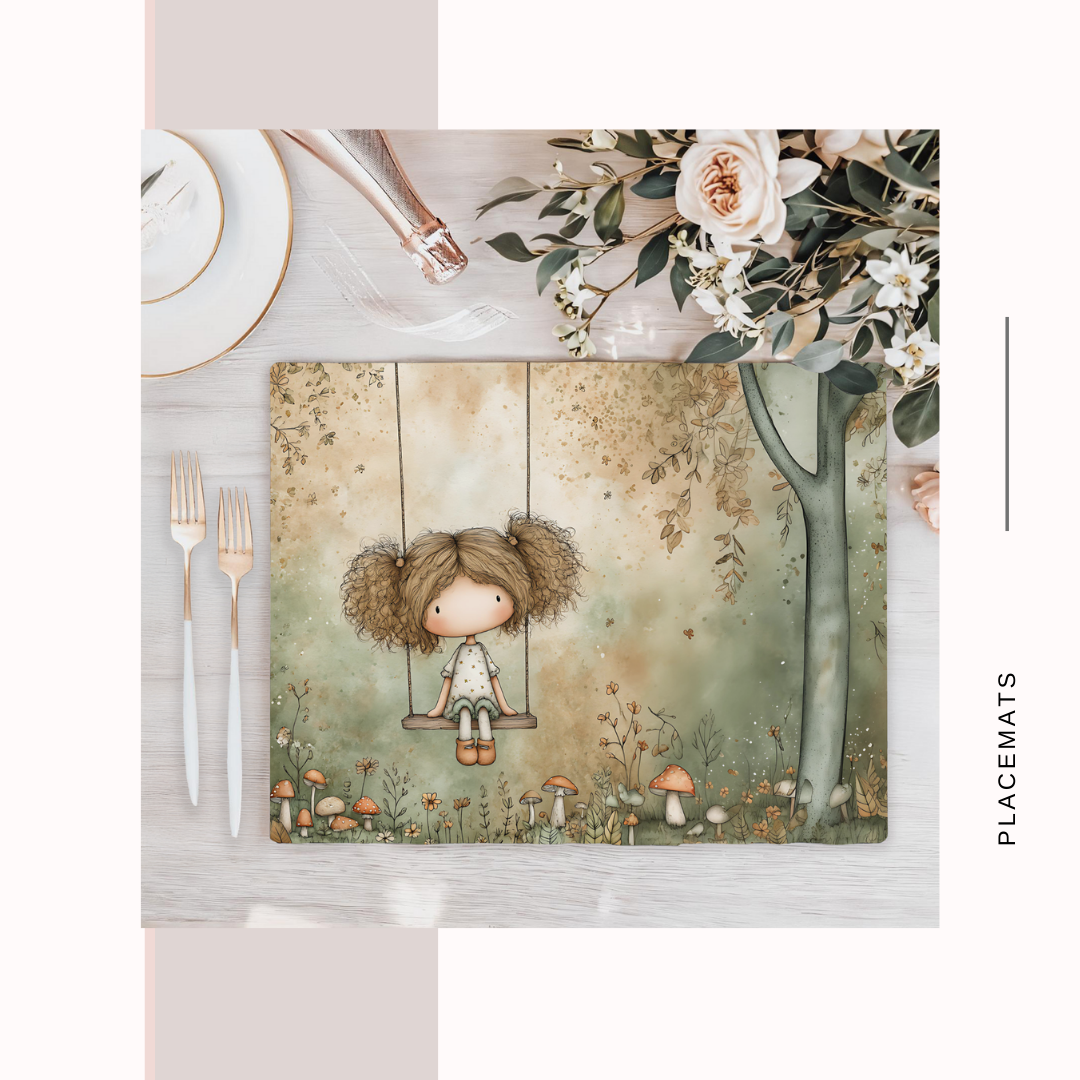 Wooden Placemats – (Set of 6) Mushroom Forest