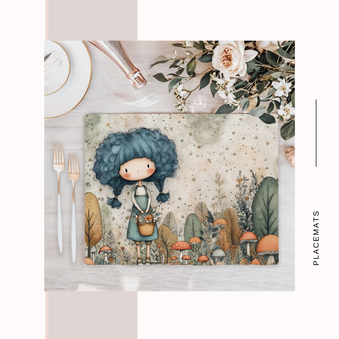 Wooden Placemats – (Set of 6) Mushroom Forest