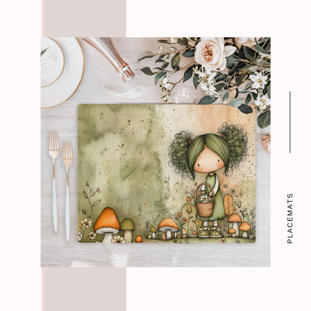 Wooden Placemats – (Set of 6) Mushroom Forest