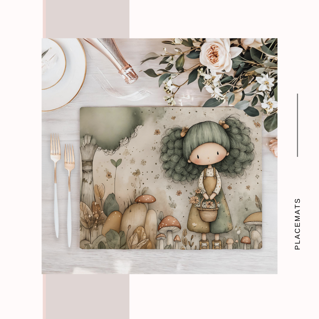 Wooden Placemats – (Set of 6) Mushroom Forest