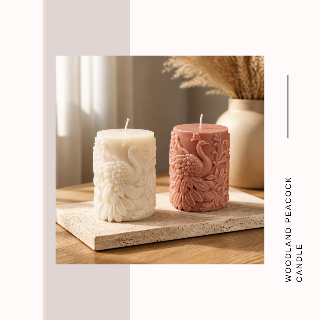 Woodland Whispers Peacock Candles