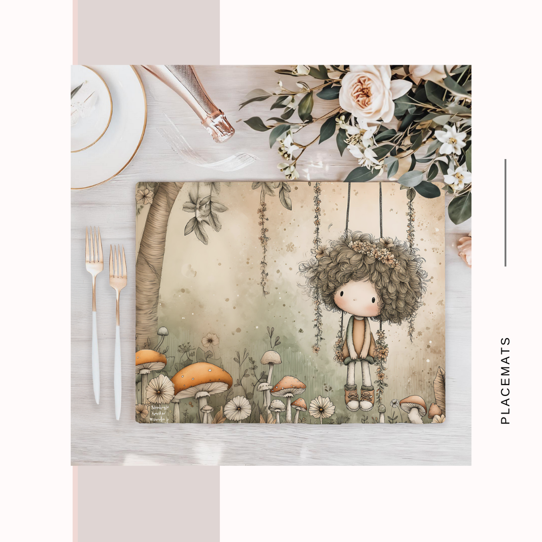 Wooden Placemats – (Set of 6) Mushroom Forest