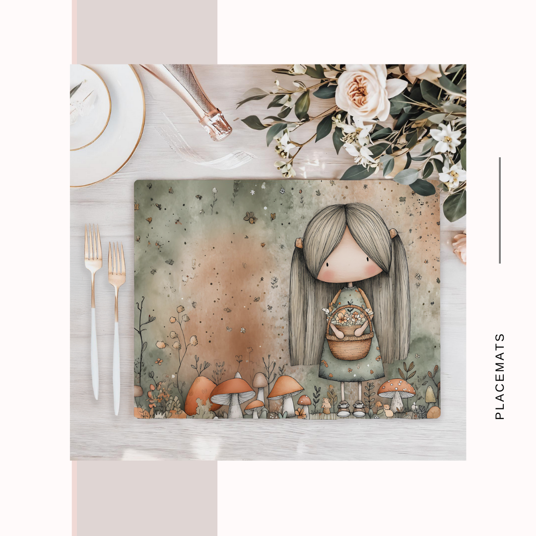 Wooden Placemats – (Set of 6) Mushroom Forest