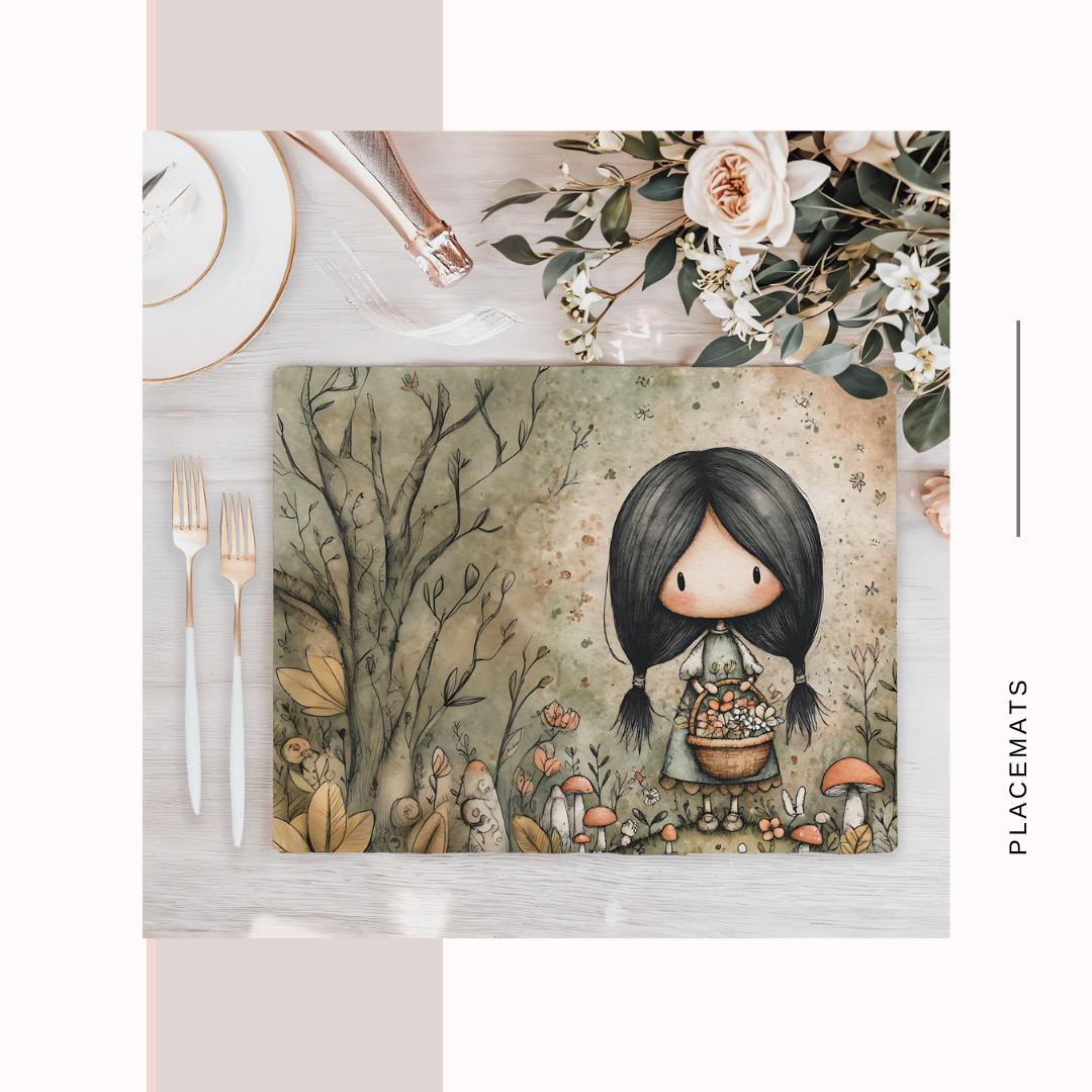 Wooden Placemats – (Set of 6) Mushroom Forest