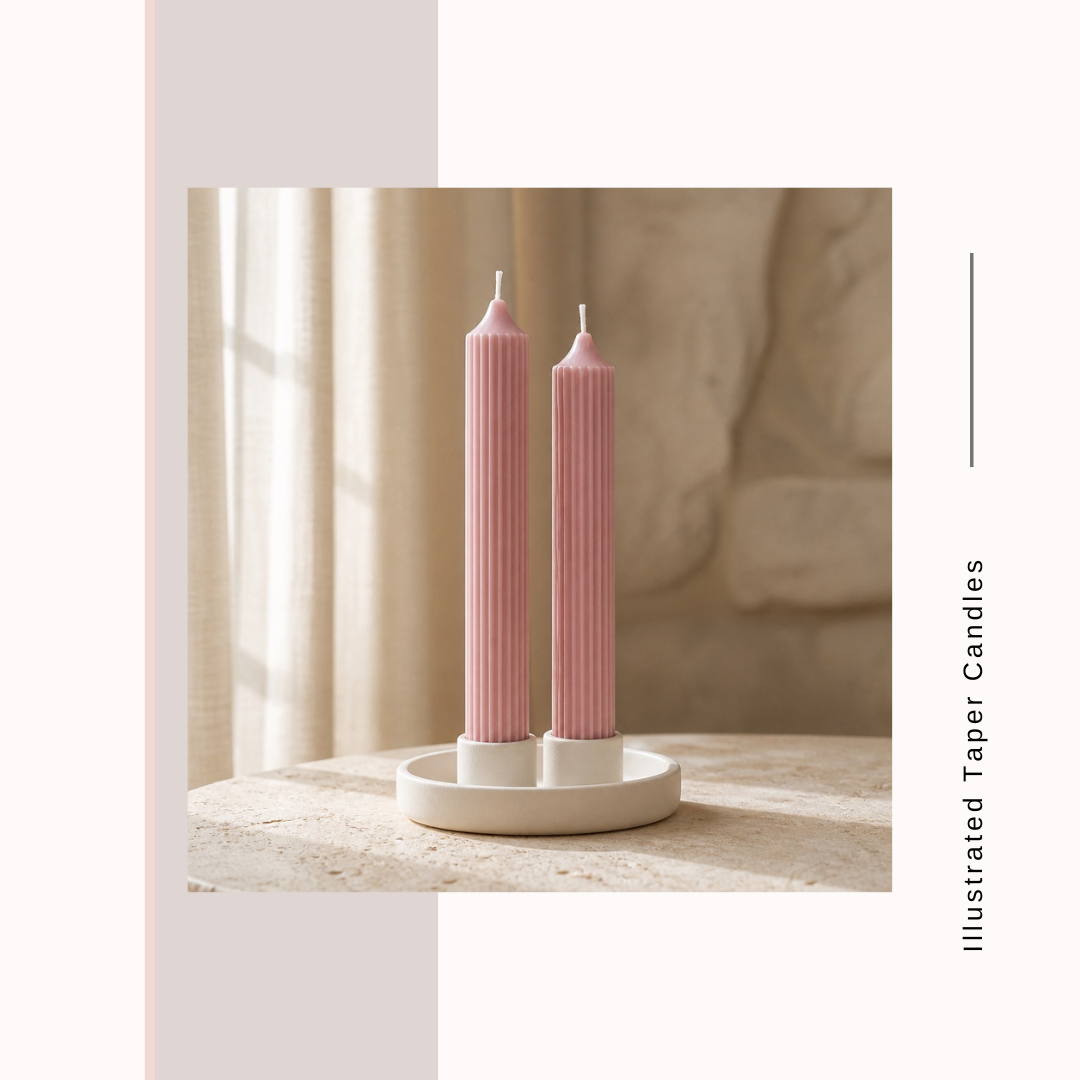 Tall Ribbed Taper Candle