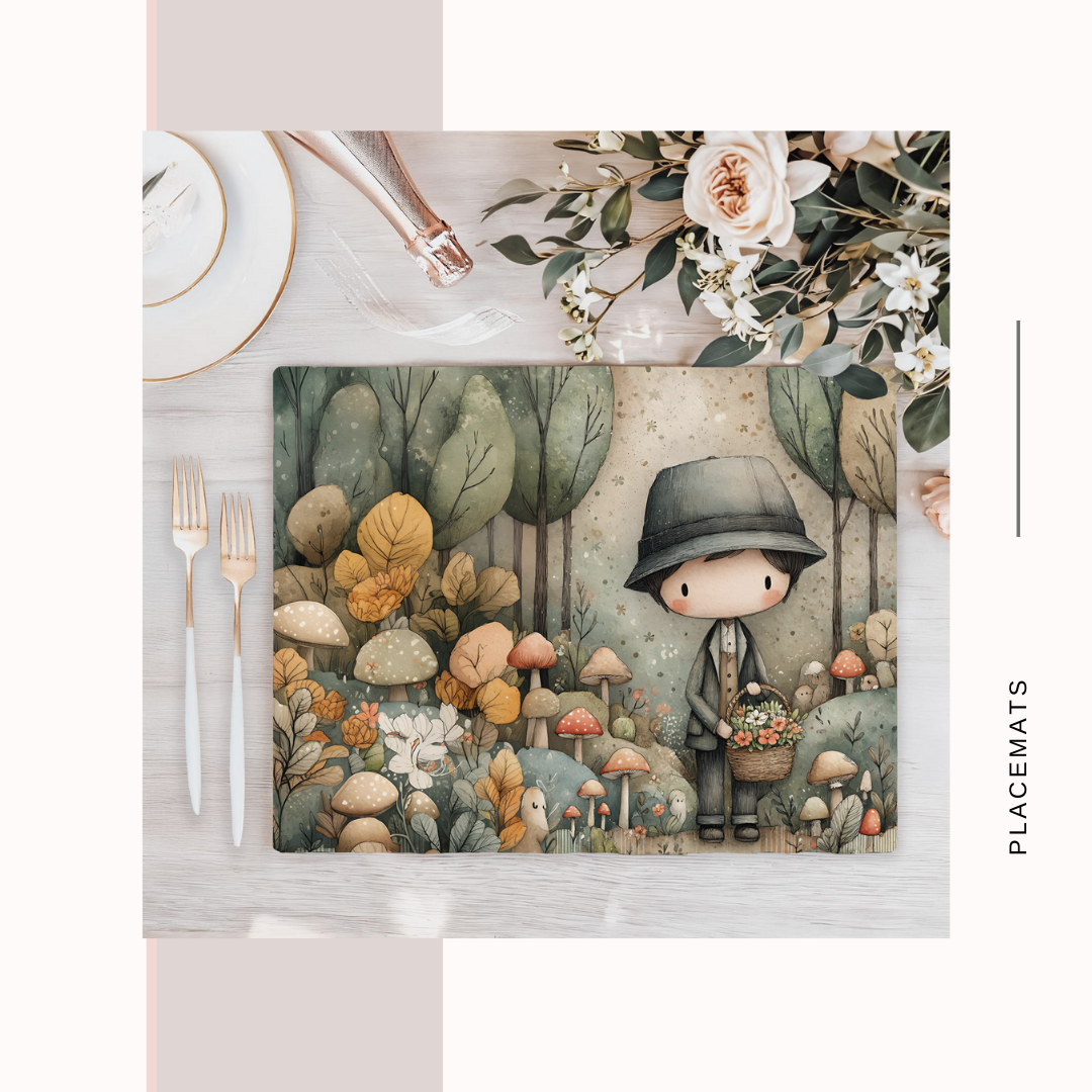 Wooden Placemats – (Set of 6) Mushroom Forest