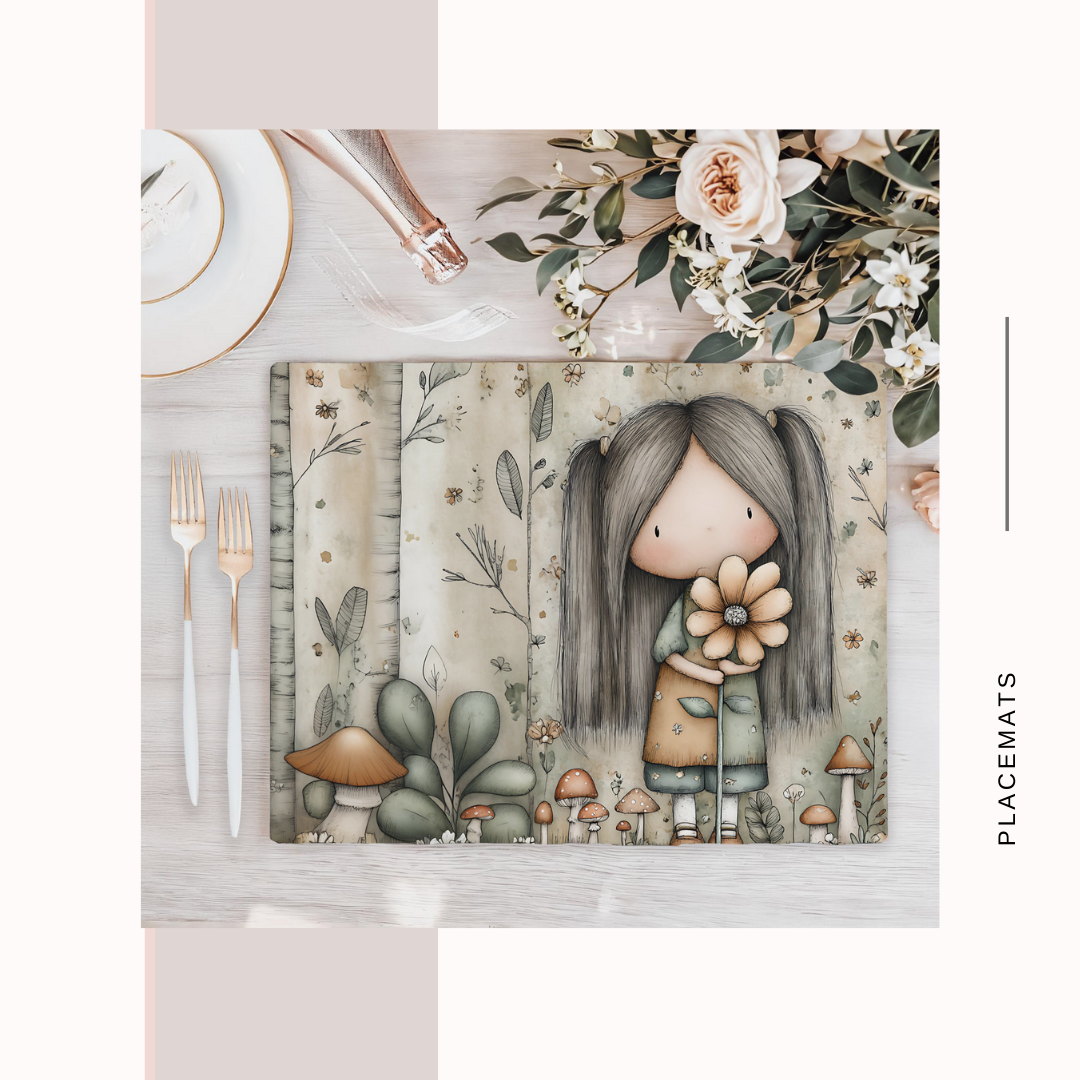 Wooden Placemats – (Set of 6) Mushroom Forest