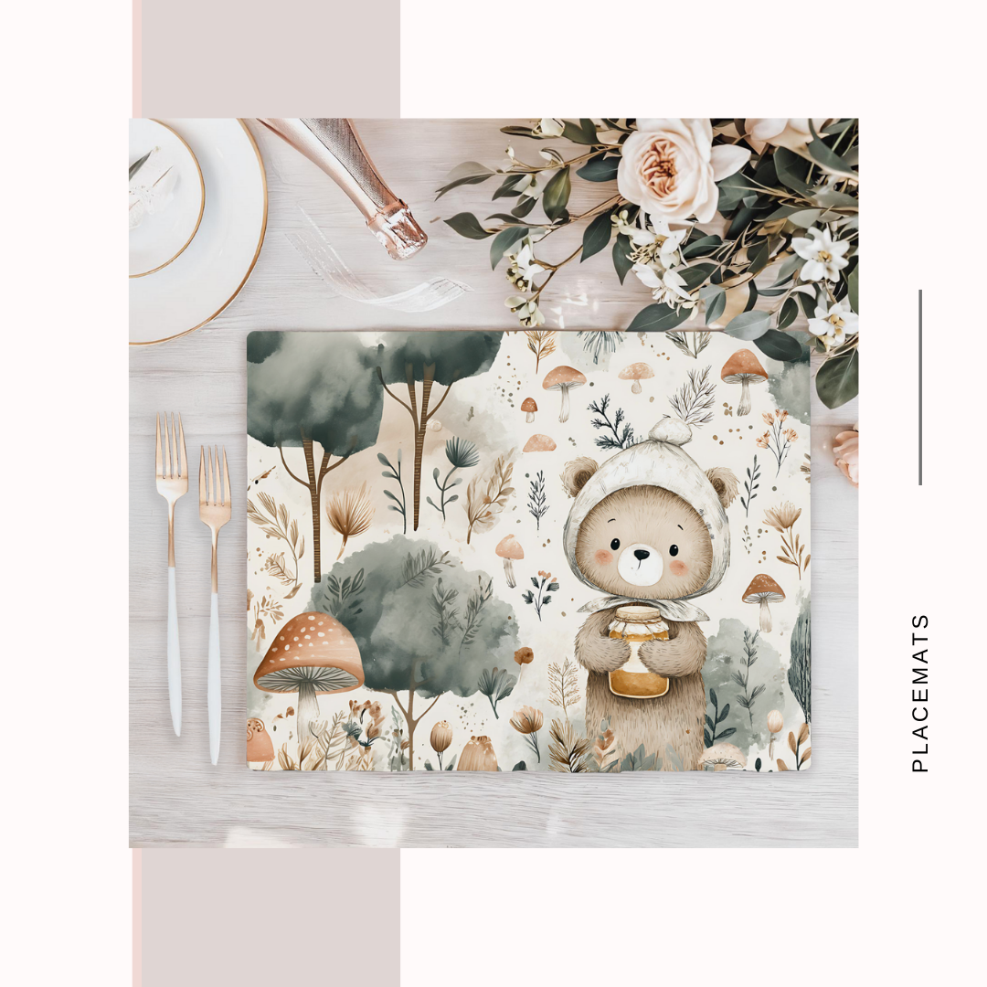 Wooden Placemats – (Set of 6) Mushroom Forest
