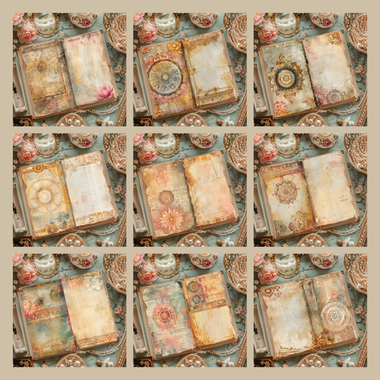 Illustrated Junk Journal Horizontal Pages Boho Mandala