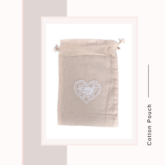 Cotton Cloth Pouch Lace Heart