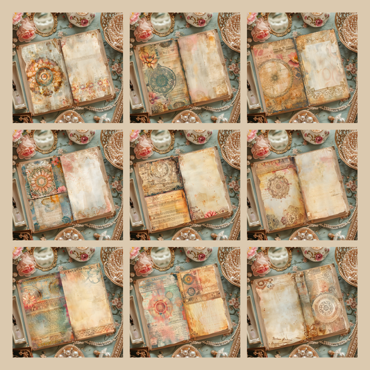 Illustrated Junk Journal Horizontal Pages Boho Mandala