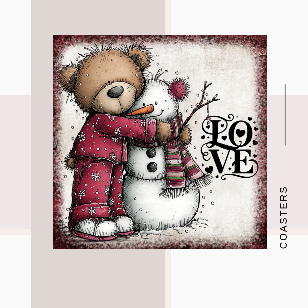 Teddy Bear Square Coasters