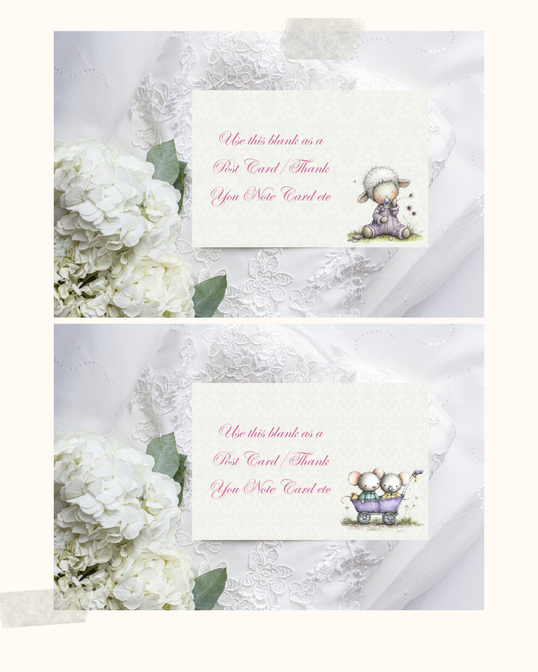 Illustrated Baby Shower Postcards