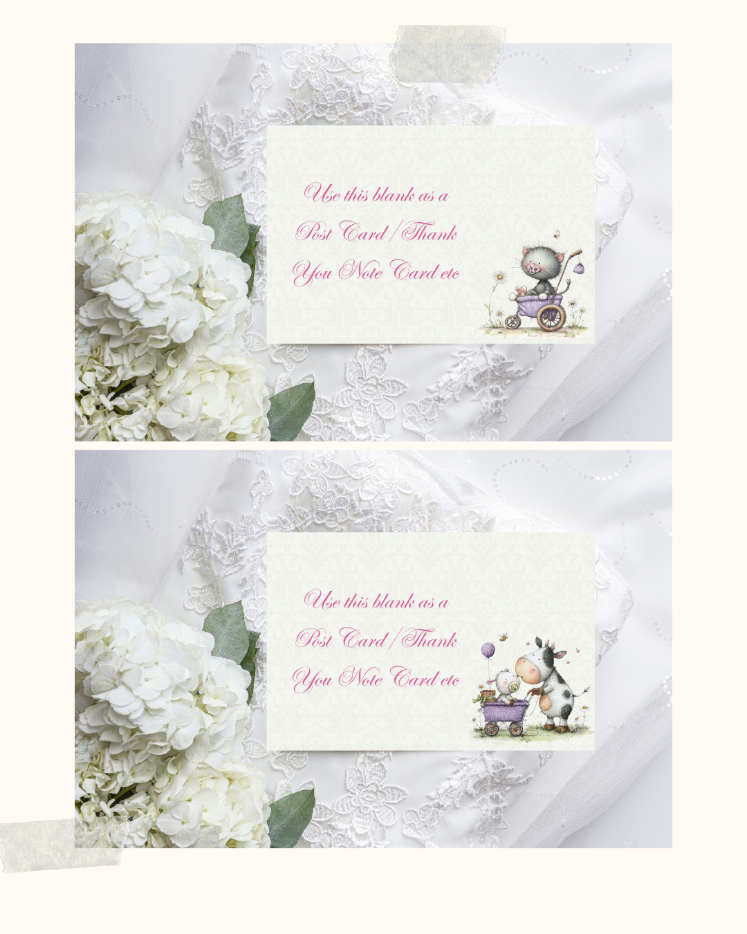 Illustrated Baby Shower Postcards