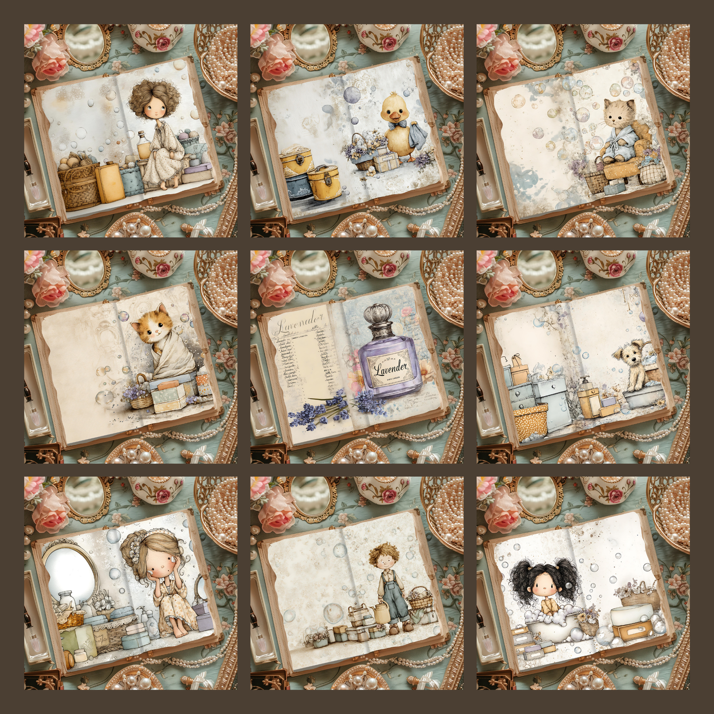Illustrated Junk Journal Horizontal Pages Laundry
