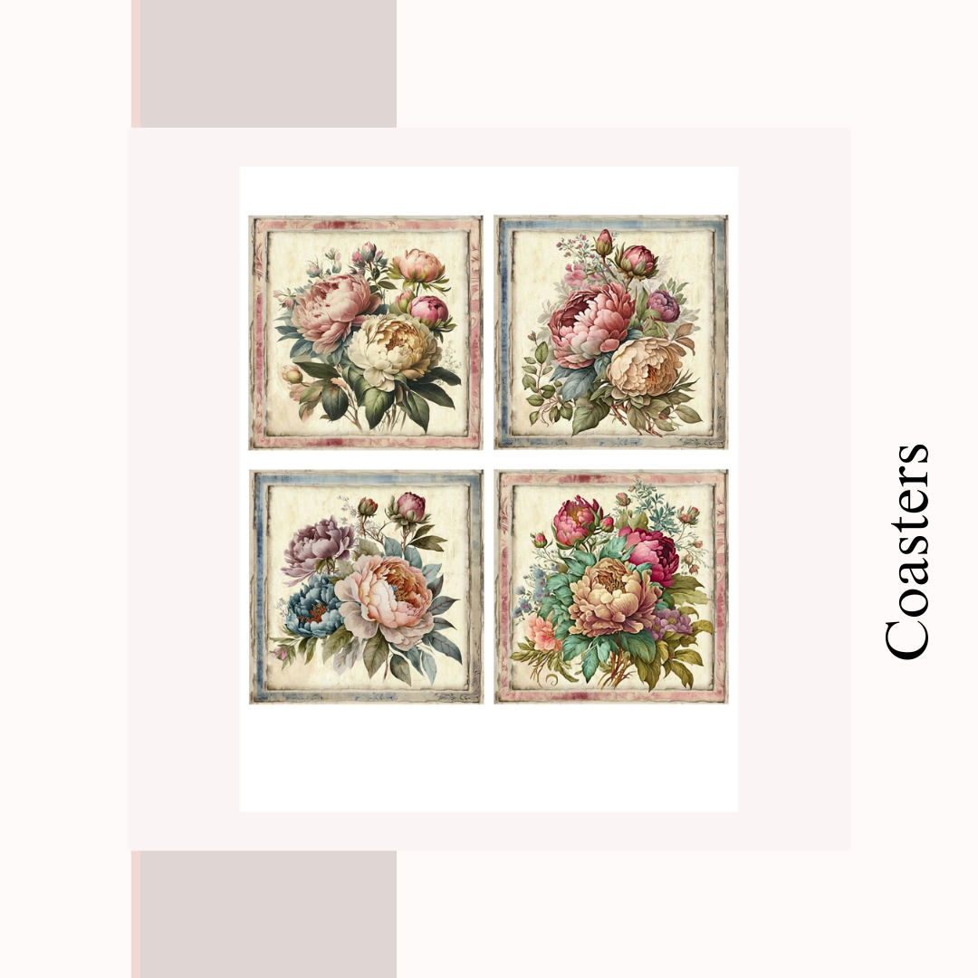 Shabby Chic Floral Art Coaster