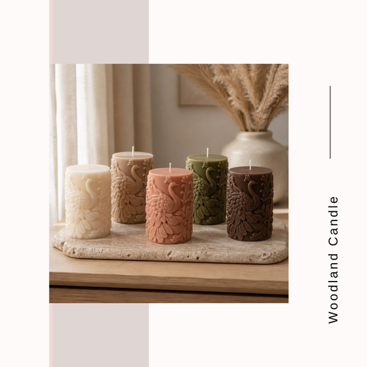 Woodland Whispers Peacock Candles