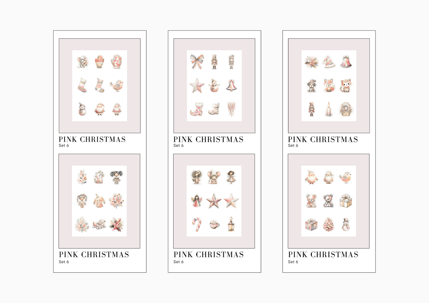 Sticker Sheets Pink Christmas