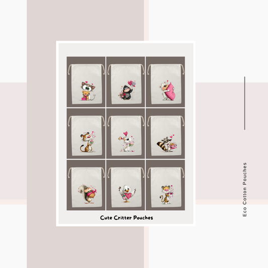 Cotton Cloth Cute Critter Pouches