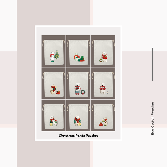 Cotton Cloth Panda / Polar Bear Pouches