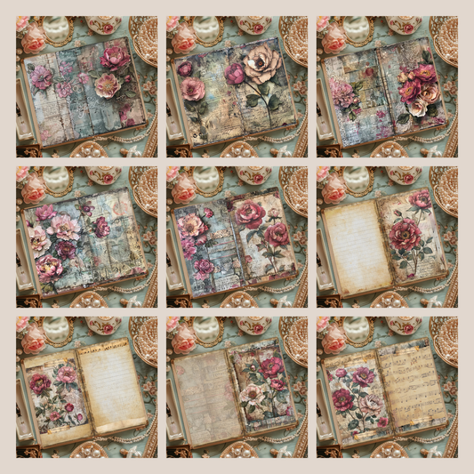 Illustrated Junk Journal Horizontal Pages Shabby Chic