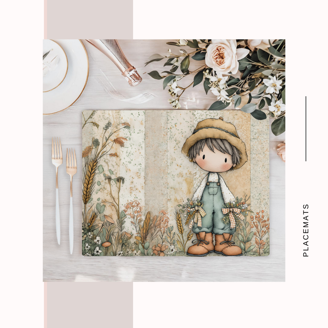 Wooden Placemats – (Set of 6) Vegetable Garden