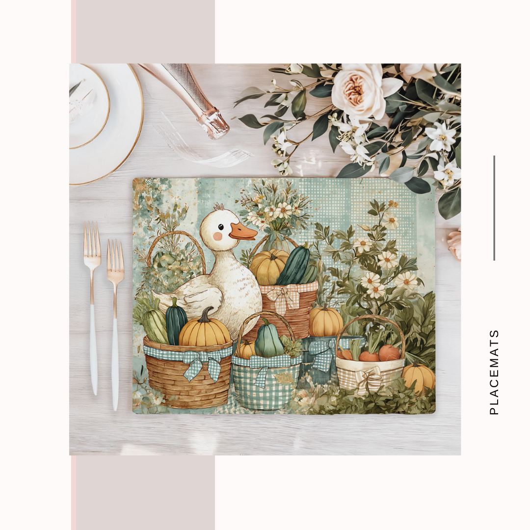 Wooden Placemats – (Set of 6) Vegetable Garden