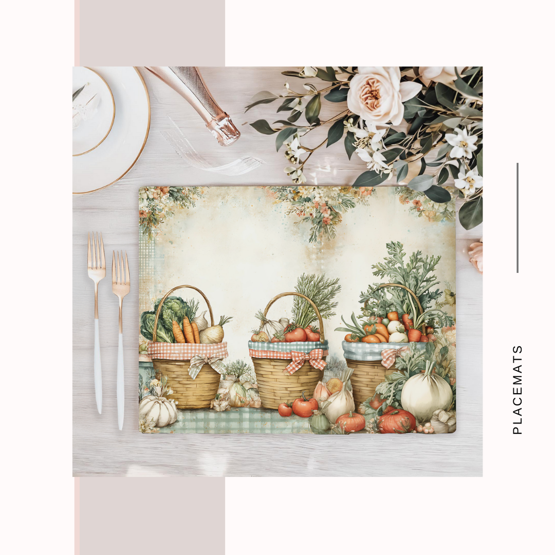 Wooden Placemats – (Set of 6) Vegetable Garden