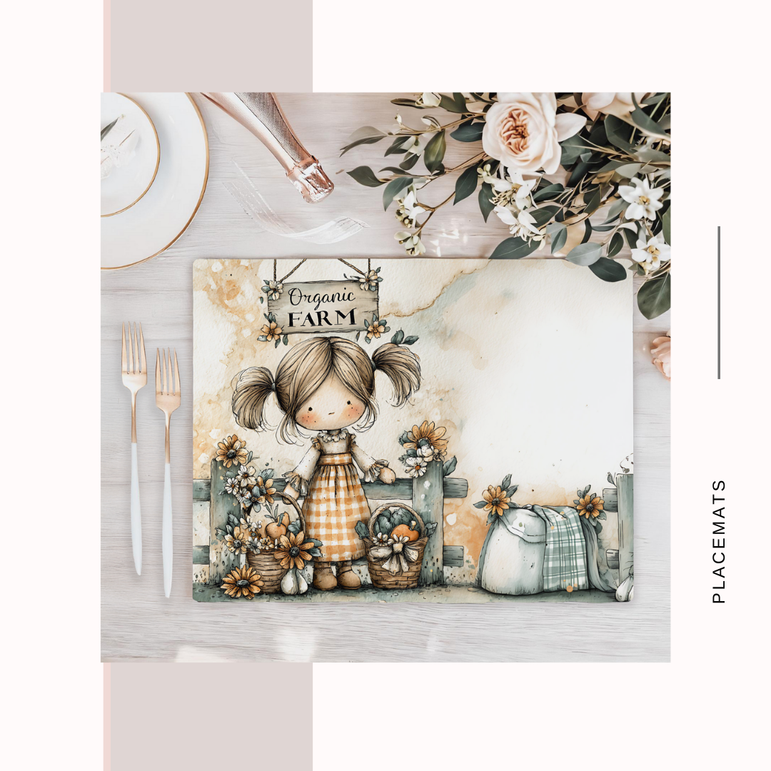 Wooden Placemats – (Set of 6) Vegetable Garden