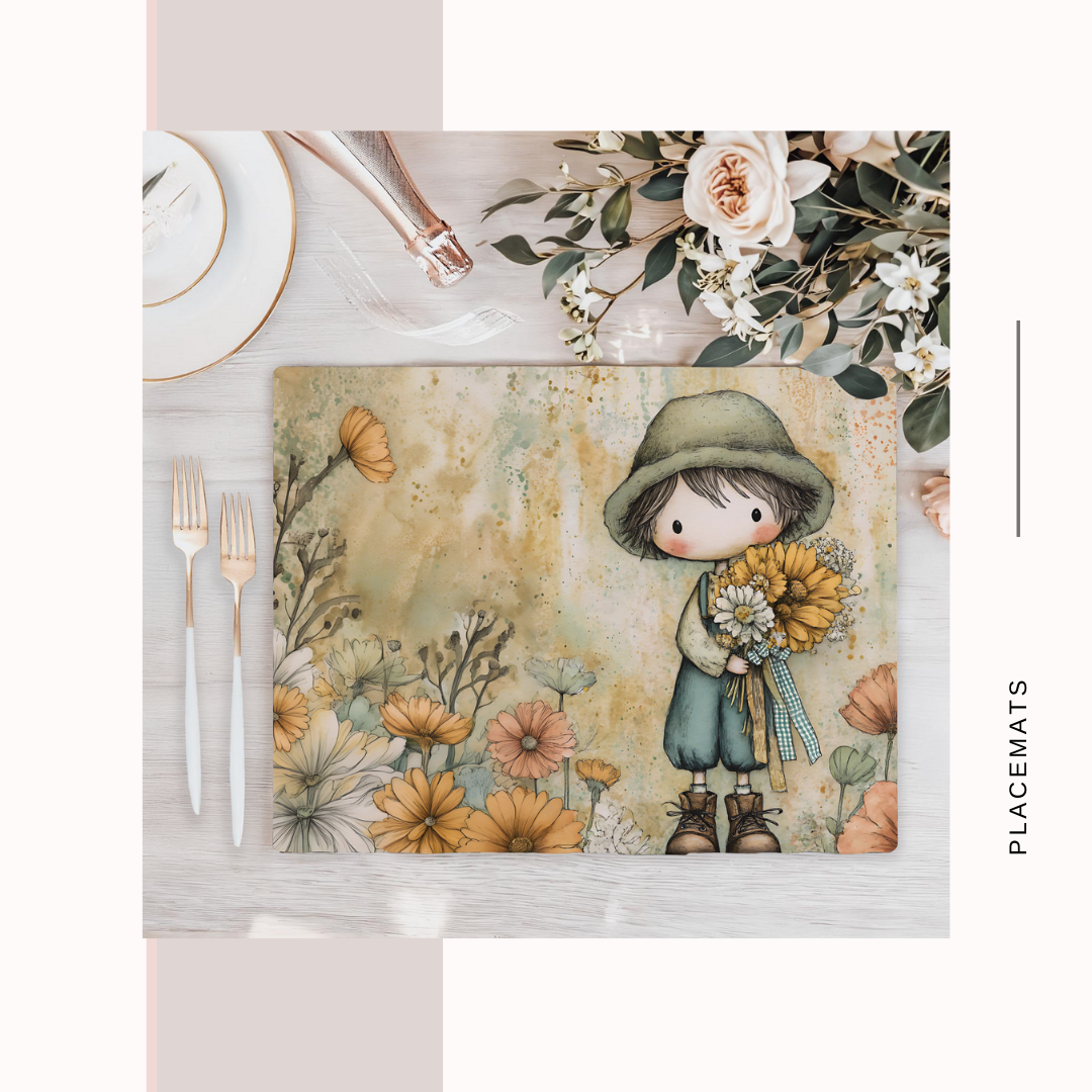 Wooden Placemats – (Set of 6) Vegetable Garden