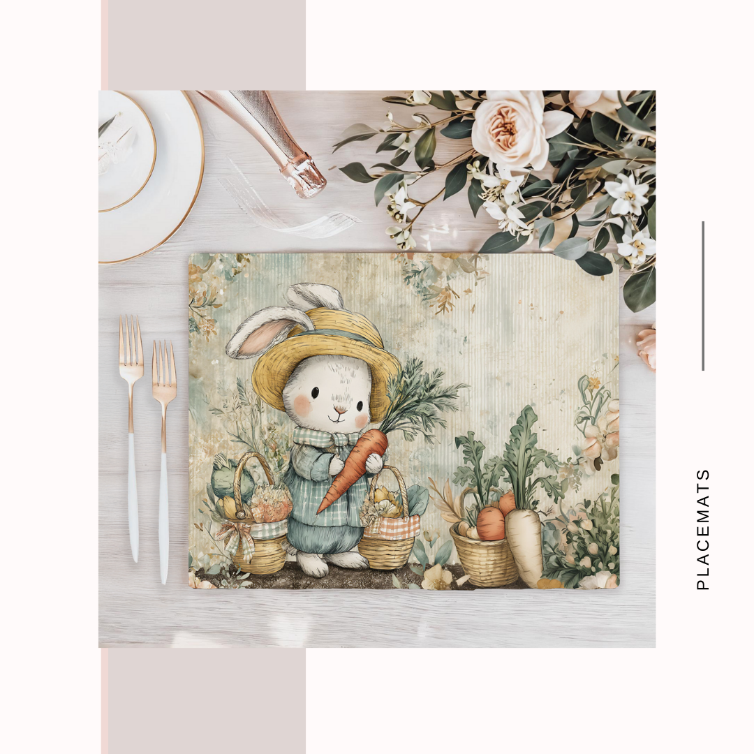 Wooden Placemats – (Set of 6) Vegetable Garden