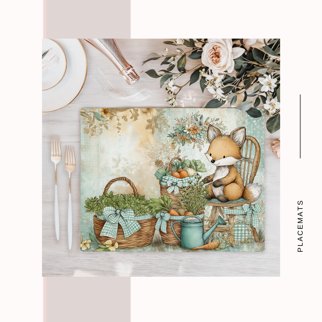 Wooden Placemats – (Set of 6) Vegetable Garden