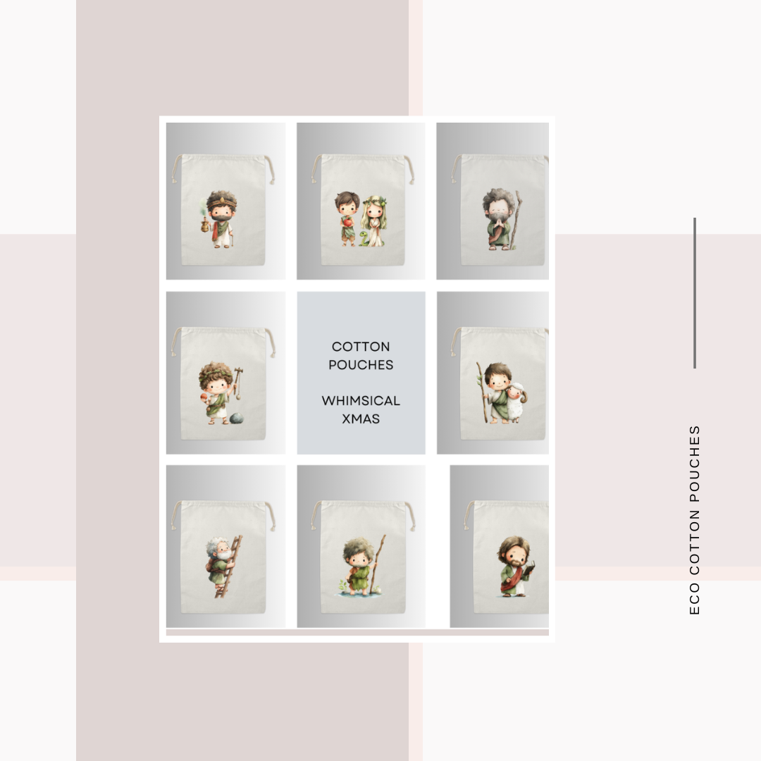 Cotton Cloth Whimsical X-mas Pouches