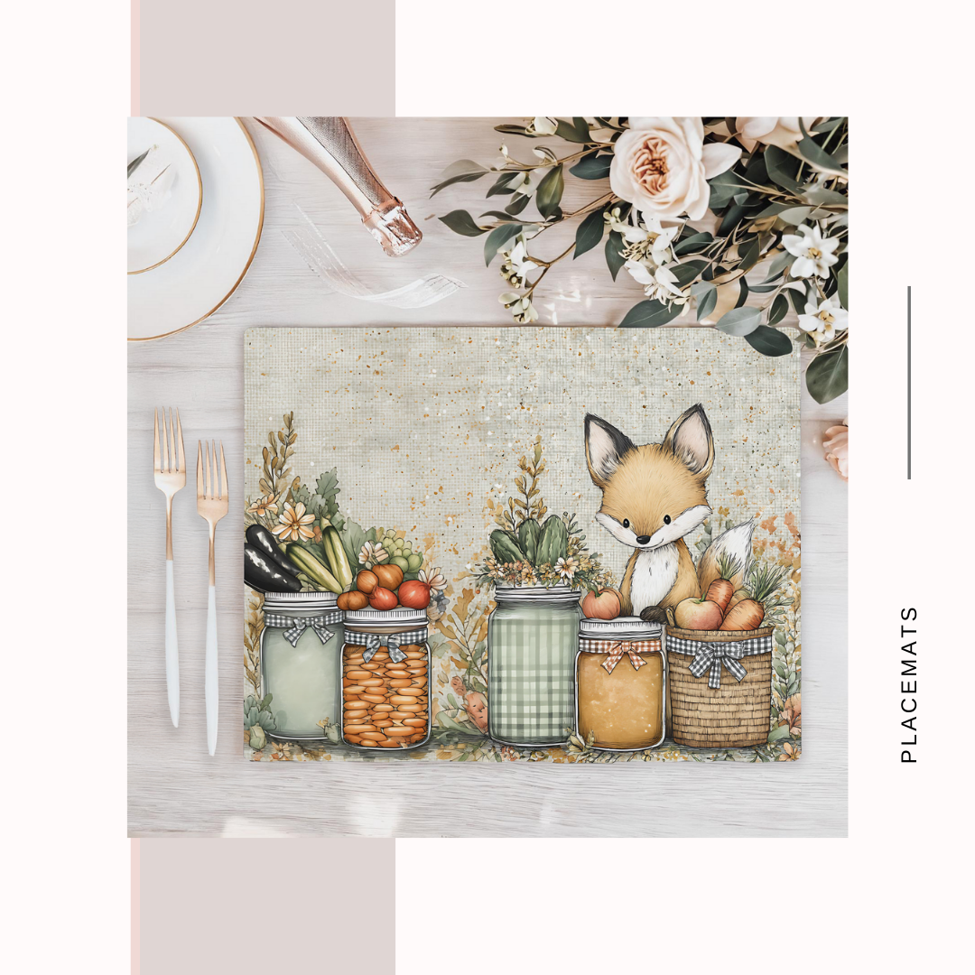 Wooden Placemats – (Set of 6) Vegetable Garden