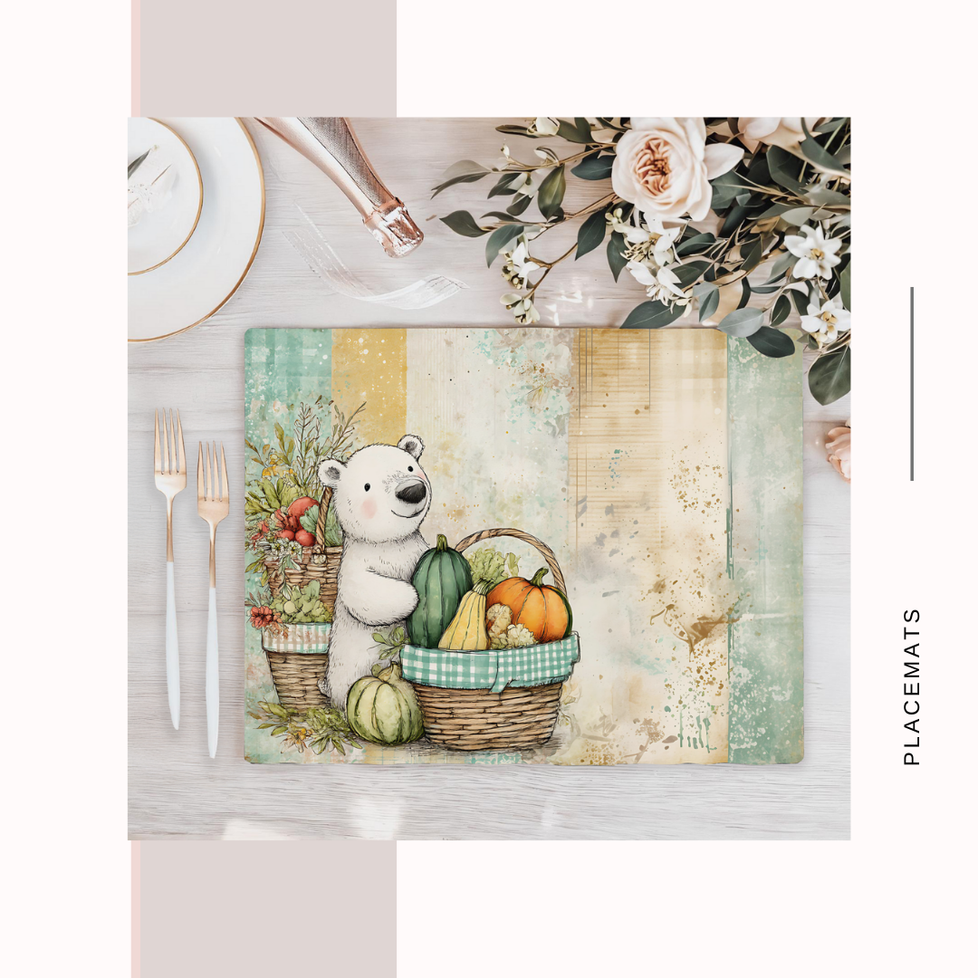 Wooden Placemats – (Set of 6) Vegetable Garden