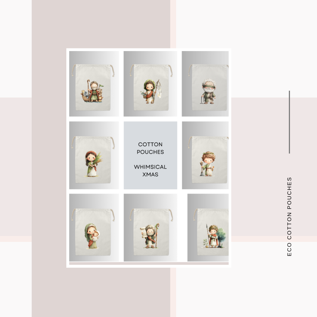 Cotton Cloth Whimsical X-mas Pouches