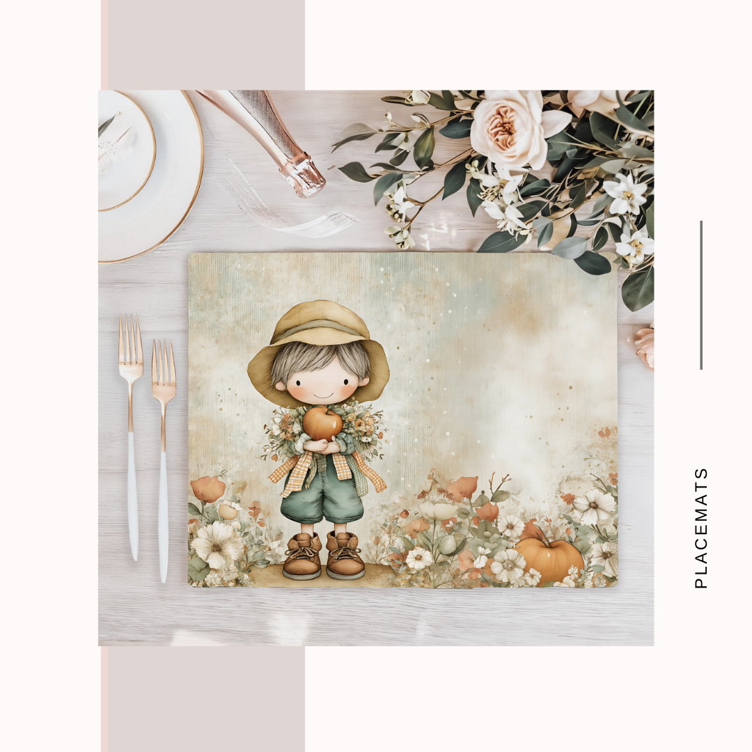 Wooden Placemats – (Set of 6) Vegetable Garden